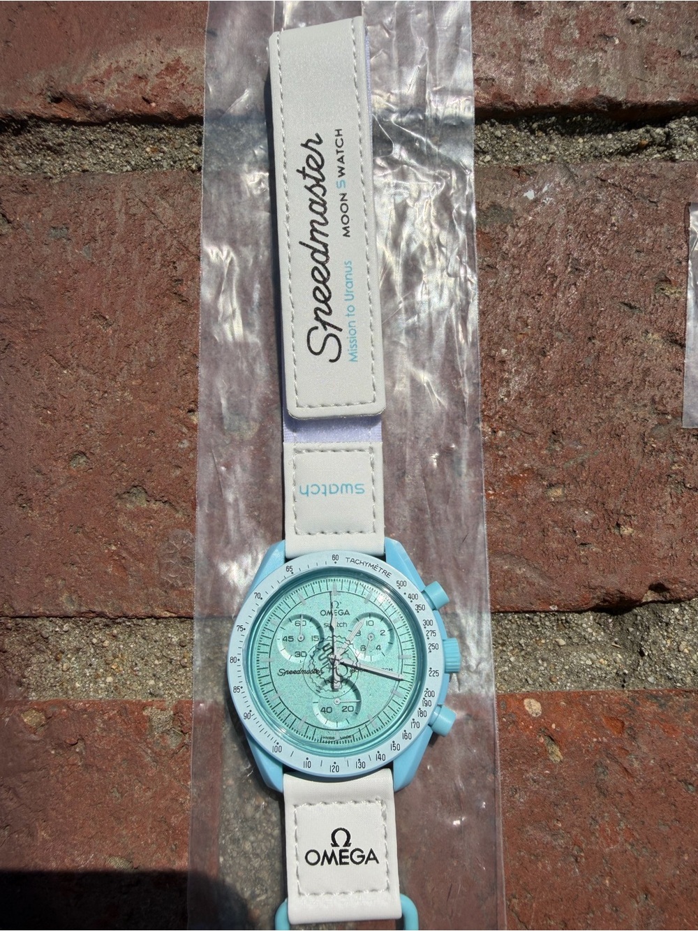 Omega Speedmaster MoonSwatch Light Blue and White Chronograph Watch